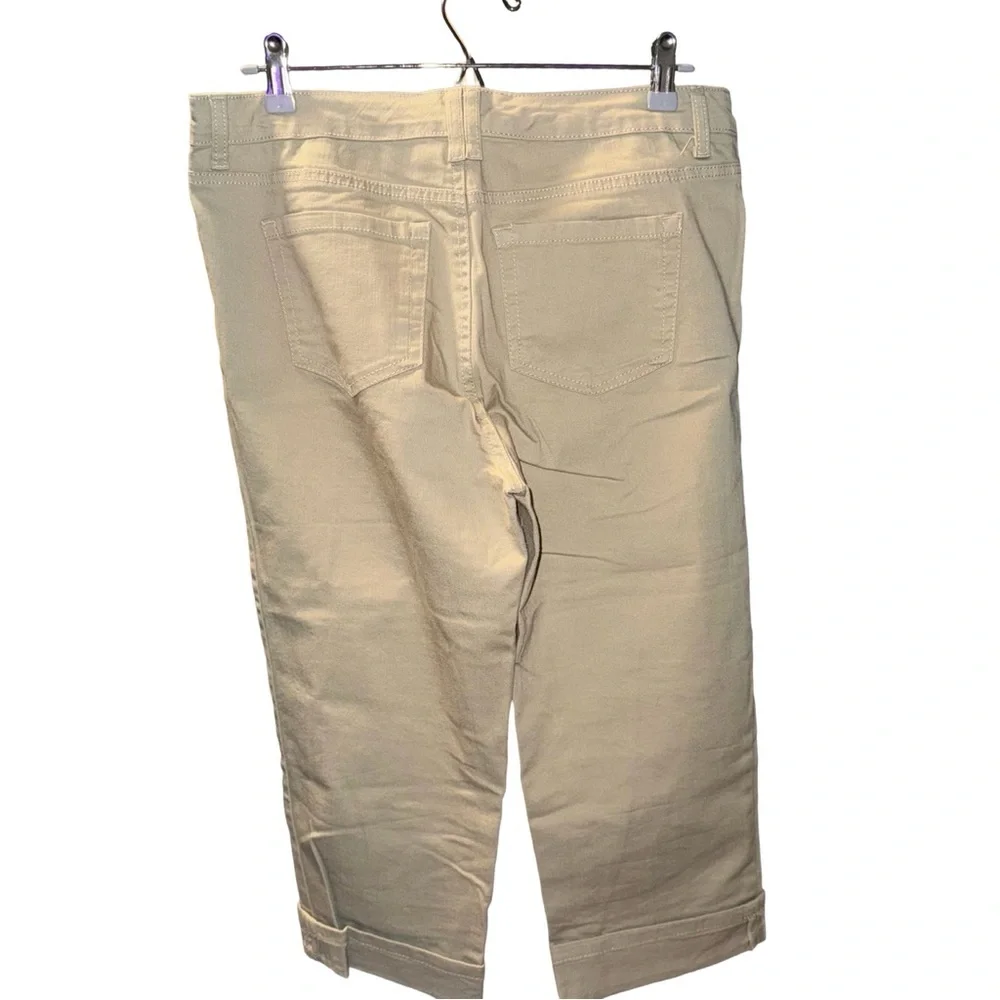 Style & Co Petite Capris 12P Khaki Tummy Control Cuffed Pants Beige Cream Jeans - Picture 3 of 6